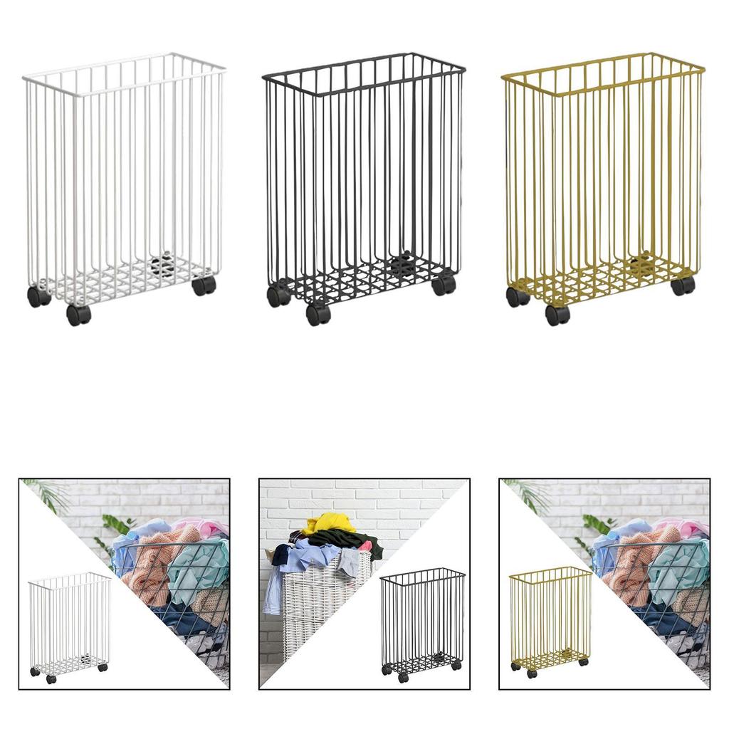 Dirty Laundry Hamper Large Capacity Rolling Slim Laundry Basket for Badminton Racket Yoga Strap Resistance Bands Foam Roller
