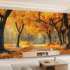 2D Flat Design, 1-piece Golden Autumn Tree Path Tapestry, Suitable for Autumn-themed Home Decor and Photo Background