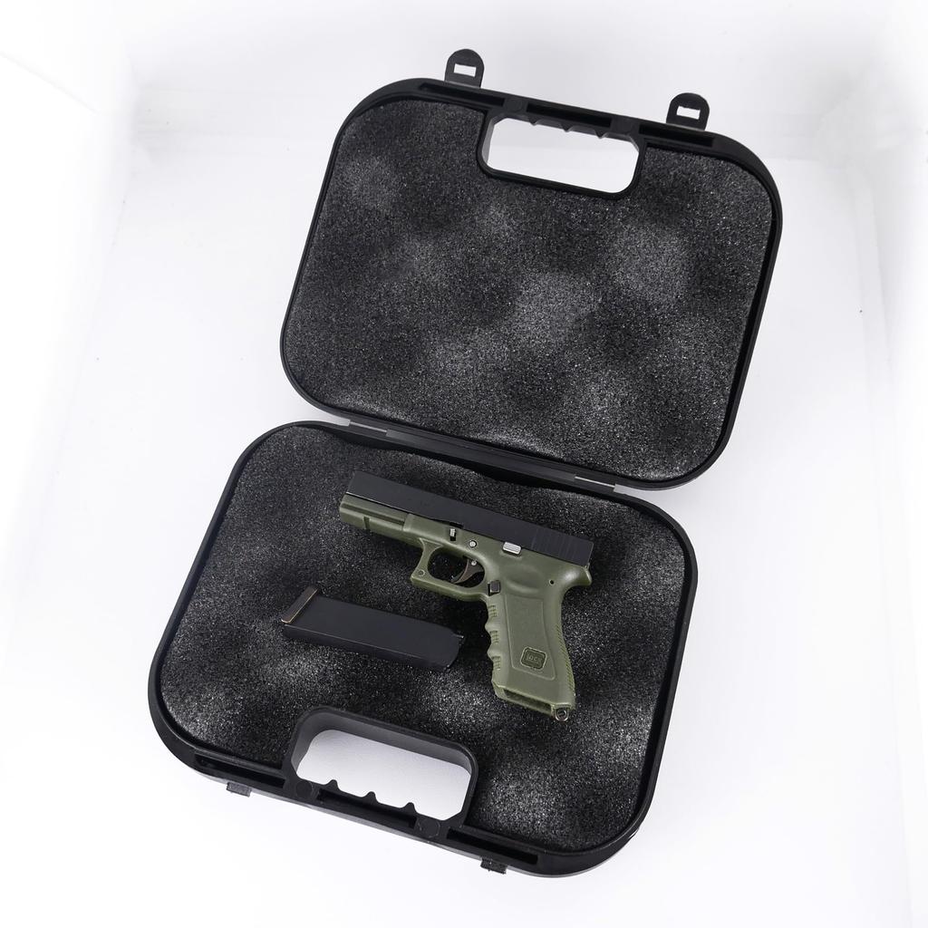 [Azalea Co., Ltd.] HITCALL Glock 17 Super Precision 1/3 Typ výfuku Zliatinová kľúčenka Kovový záver Mini model zbrane Špeciálne puzdro na zbraň (kaki)