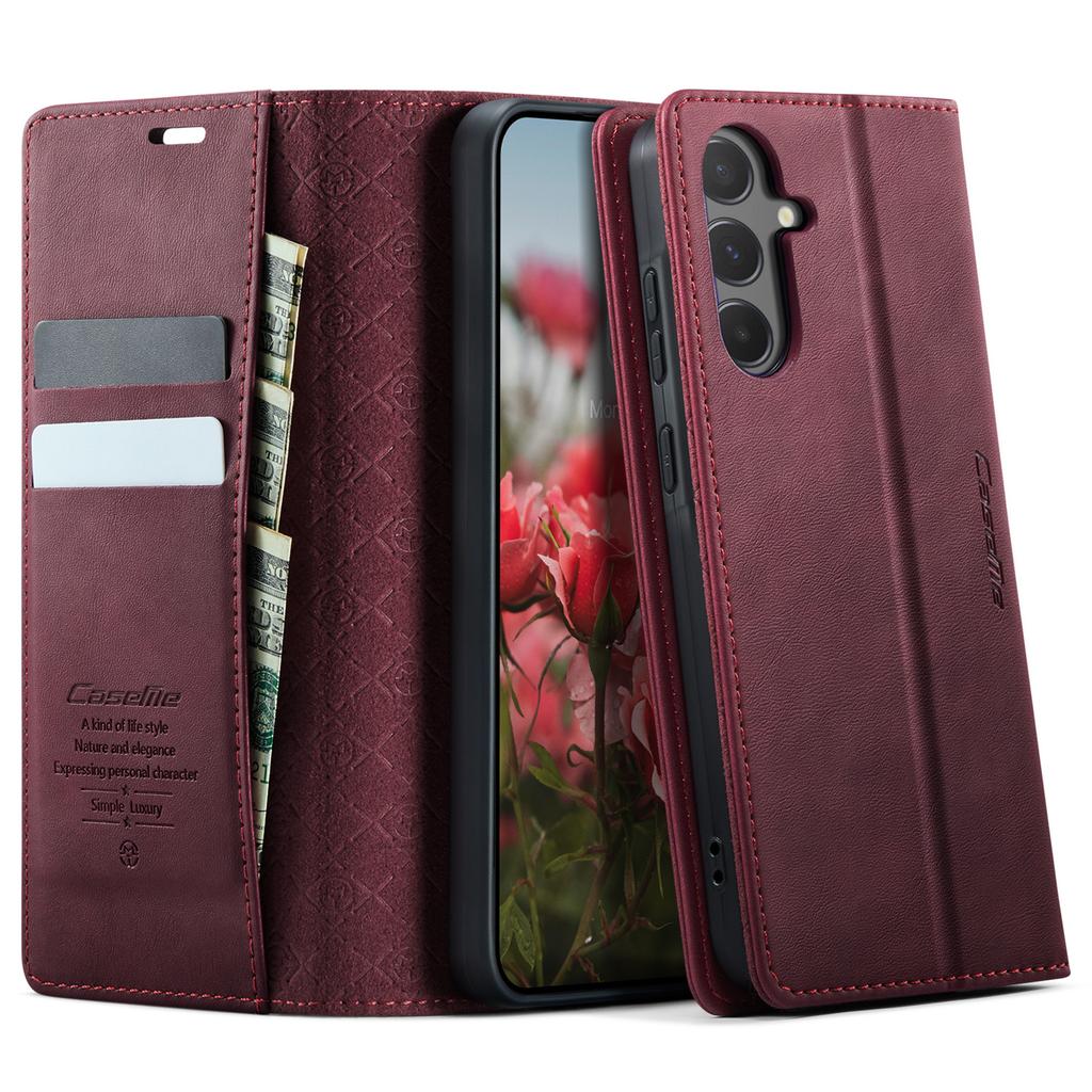 For Samsung Galaxy A55 5G Case CASEME 033 Series RFID Blocking Wallet Stand Calf Texture Leather Phone Cover