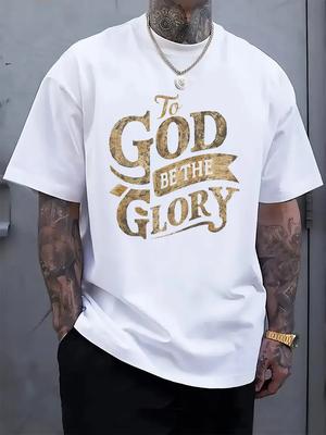 Casual "to God Be the Glory" Graphic T-shirt - Black Crew Neck