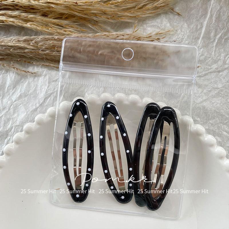 4pcs Pack Tortoise Shell Hairpin Hair Clip Set Enamel Oval Shape Metal Accessory for Women Europe America Style Bulk Hair чёрный