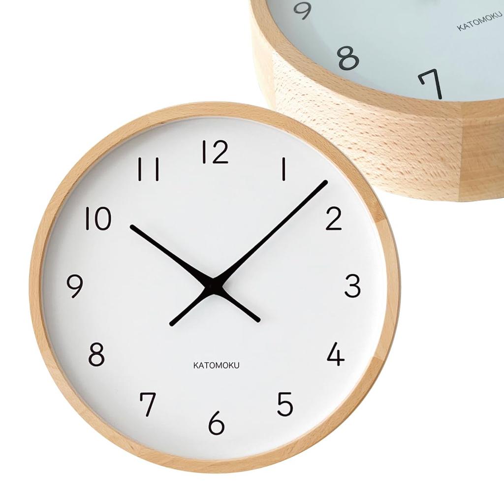 KATOMOKU Muku Clock 13 LL Natural km-139NA Wall Clock with Sweep Movement, 38.2cm Diameter (Quartz Clock)