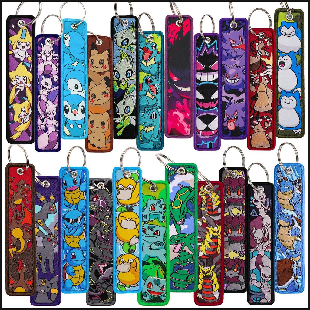 1Pcs Pokmon Anime Elf Monsters Keychain For Cars Backpack Key Holders Embroidery Keyrings Key Tag Jet Tag Accessories Gifts