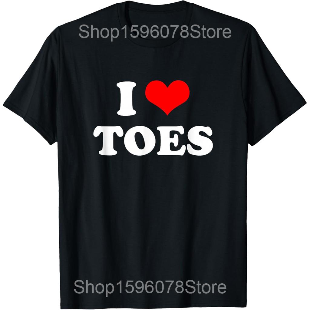 I Love Toes Red Heart Funny Foot Graphic T Shirts Men Women Cotton Humor Streetwear Tee Shirt Short Sleeve Unisex Loose Clothing