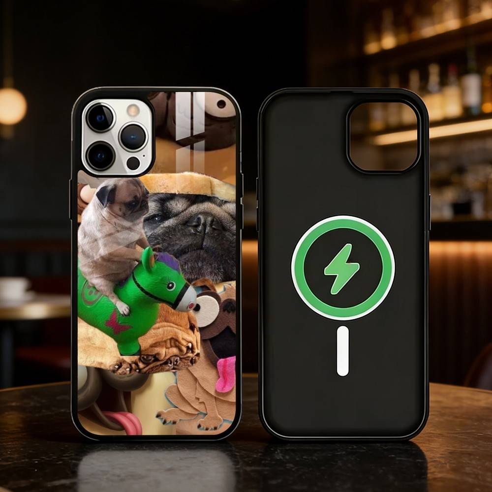 Pug Dog Funny Cartoon Phone Case For iPhone 17,16,15,14,13,12,Plus,Pro,Max For Magnetic Wireless Charge