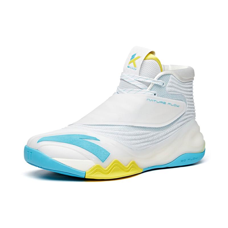 Anta KT6 Thompson Abrasion Resistant Breathable High Top Basketball Shoes Men's White Blue Yellow Sneakers 112041101-8