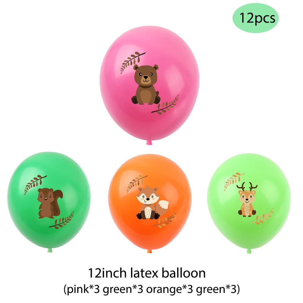 

Original Forest Animal Children s Birthday Party Decor Kit With Balloons And Flags 12 Pcs balloons