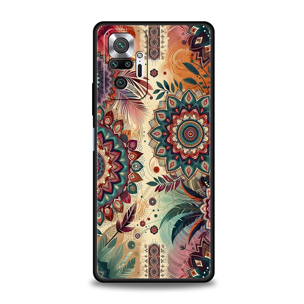 Indian Pattern Mandala Phone Case Cover for Redmi 14C 10C 9 Note 14 13 12 10 11 Pro Plus K40 K50 Pro Plus 5G Soft TPU Shell Bags