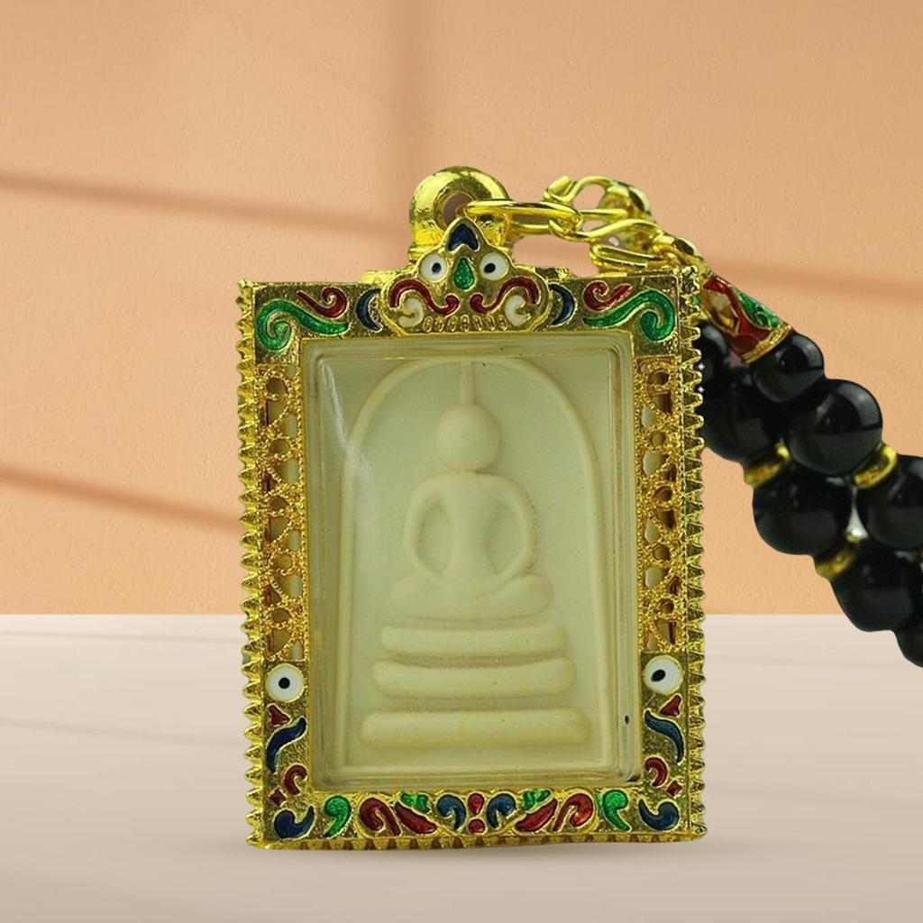 Phra Somdej Buddha Thai Amulett Halsband Hänge Retro Vintage Skyddande Charm Talisman Kraftfull Rikedom Framgång Hälsa Lycka Smycken Thailand Reproduktion