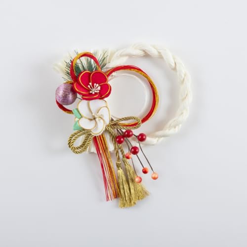 Hideshime New Year's Decoration Shimenawa (Sacred Rope) Stylish Dusty Color Modern Decoration Wreath Type Dusty White MD-40