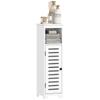 Bathroom Floor Cabinet, Bathroom Storage Unit with Louvered Door, Open Shelf, Adjustable Shelf, White, 22 x 20 x 75 cm