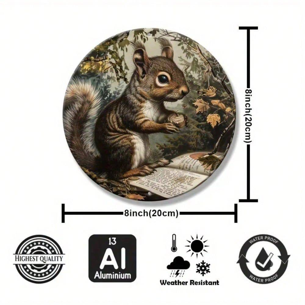 Vintage Round Metal Squirrel Wall Art Decor Large Modern Home Gift