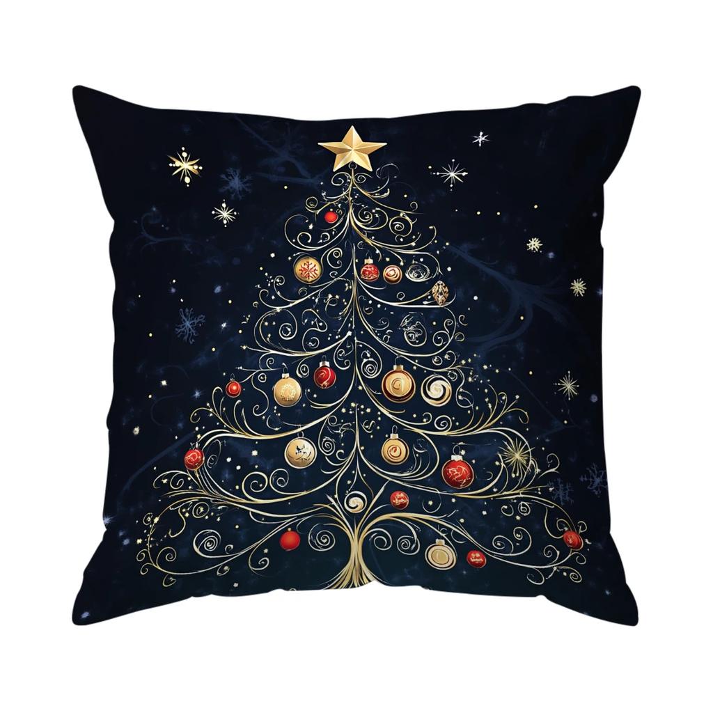 Holiday Christmas Tree Pillowcase Printed Polyester 45X45Cm Throw Pillowcover Decorative Sofa Cushion Pillowslip Home Decor