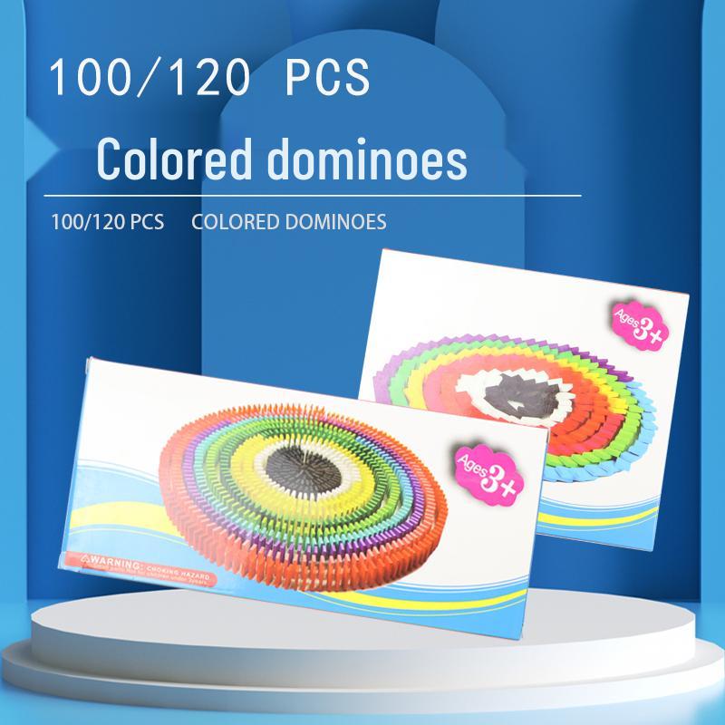 120-Piece Wooden Domino Set for Kids: Educational Building Blocks for Early Learning and Creative Play