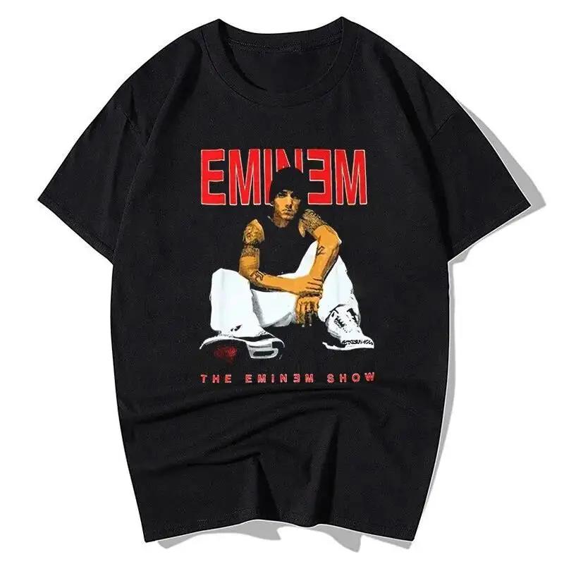 2025 Sommer Rapper Eminem Grafikbedrucktes T-Shirt Herren Retro Reine Baumwolle HipHop Mode Lässig Locker geschnittenes T-Shirt Damen