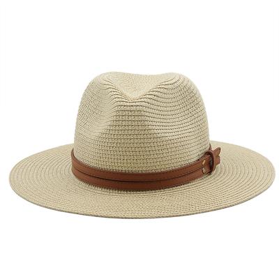 Unisex Spring and Summer Panama Hat with Yellow Belt Accessories Straw Bowler Hat Beach Breathable Casual Jazz Hat Straw Hat for Men EMA