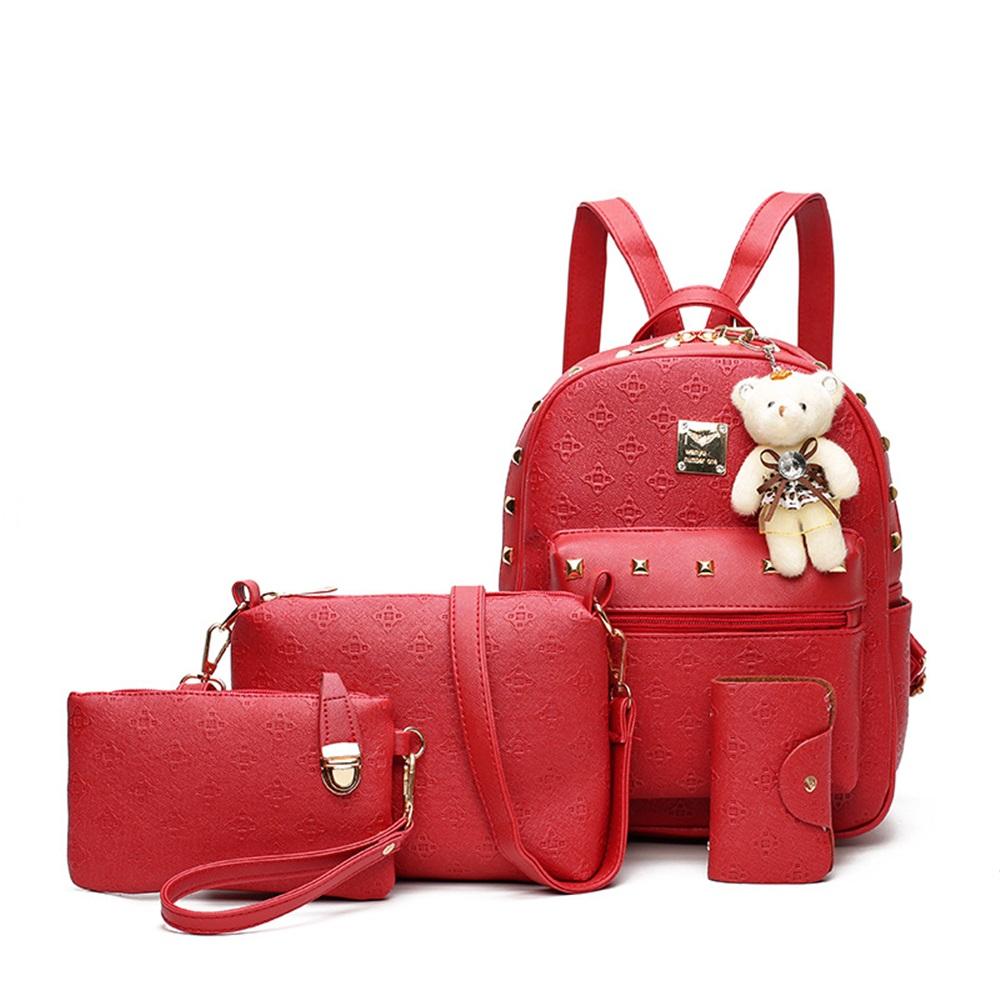 Women's Bags Fashion Backpack Four-piece Set Shoulder Crossbody Handbag