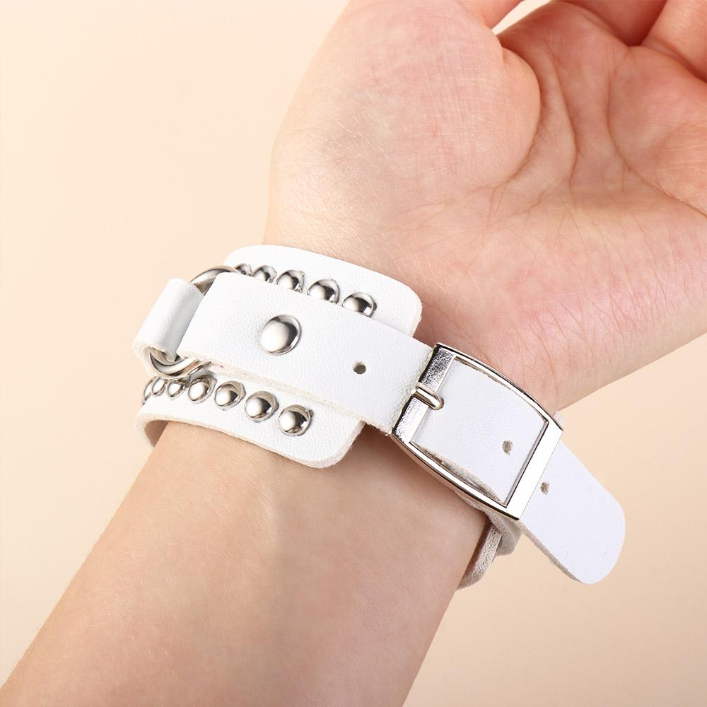 Cuff  Belt Metal Buckle Korean Hand Rope PU Leather Bracelet Rivet Chains Bracelets Women Wristband