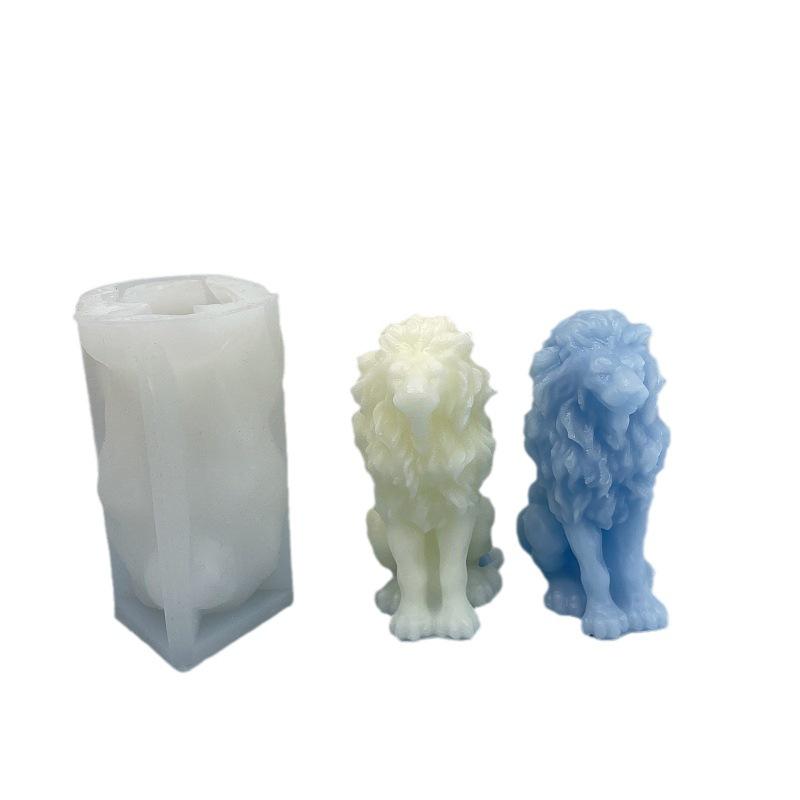 1ks 3D Sedící Lví král Silikonová forma DIY Lev Vonná svíčka Difuzor Kamenná ozdoba Zvířecí sádrová silikonová forma