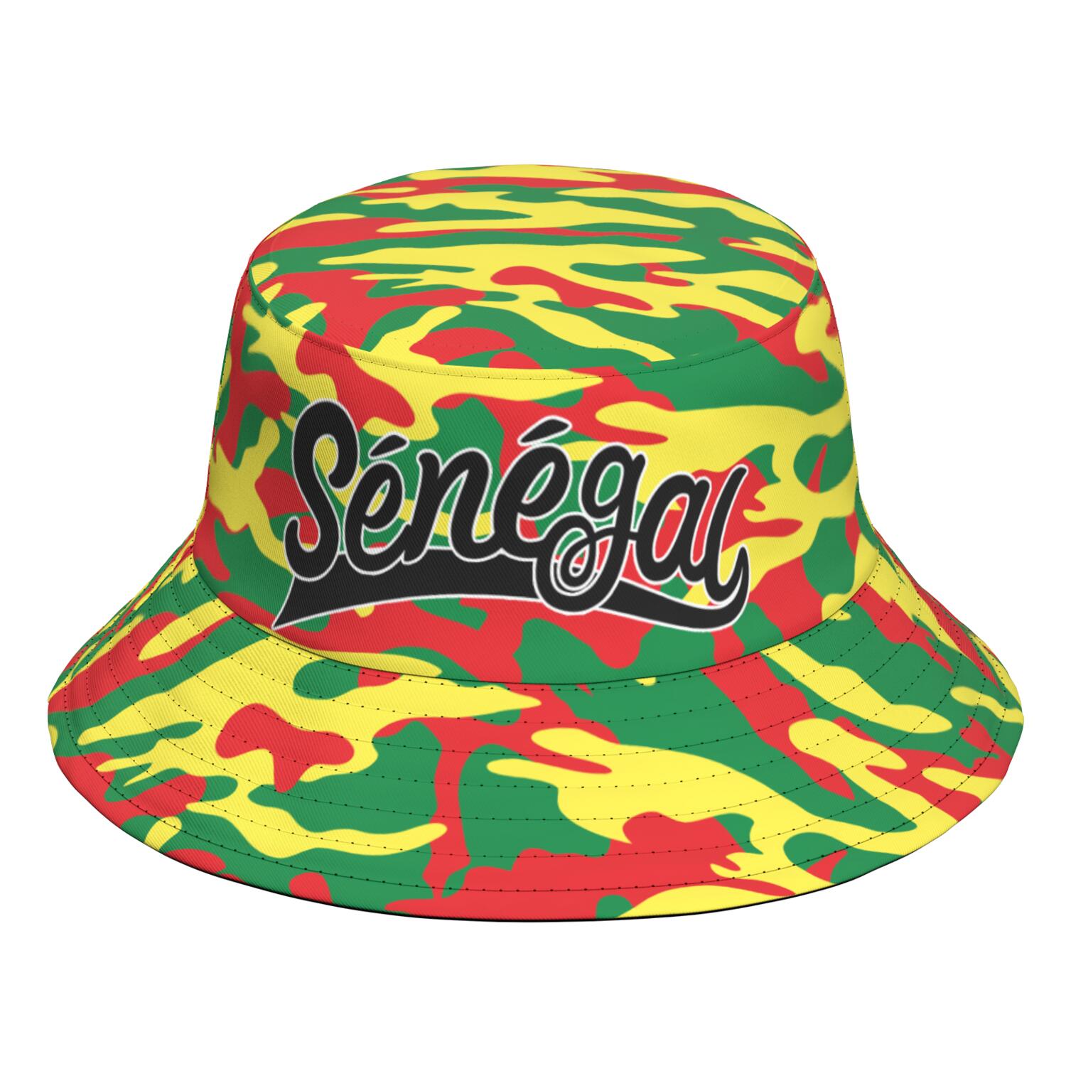 

Senegal Custom Made Name Number Logo Bucket Cap Nation Flag Sn French Country College Print Photo Text Fisherman Hat