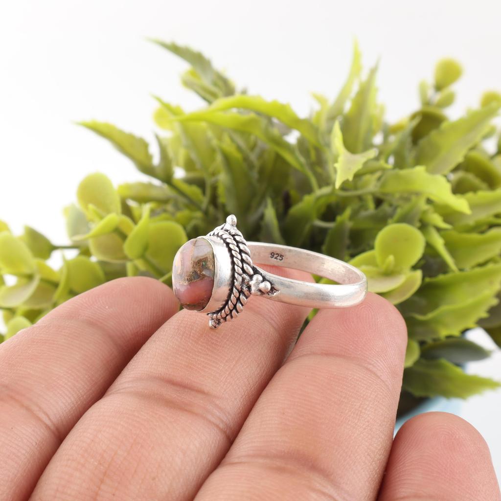 Pink Opal Turquoise Ring, Handmade Beautiful Gemstone Ring, 925 Solid Sterling Silver Ring Everyday Jewelry, For Engagement Gift