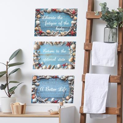 English Slogan Shell Starfish Bathroom Home Wall Beautification Stickers