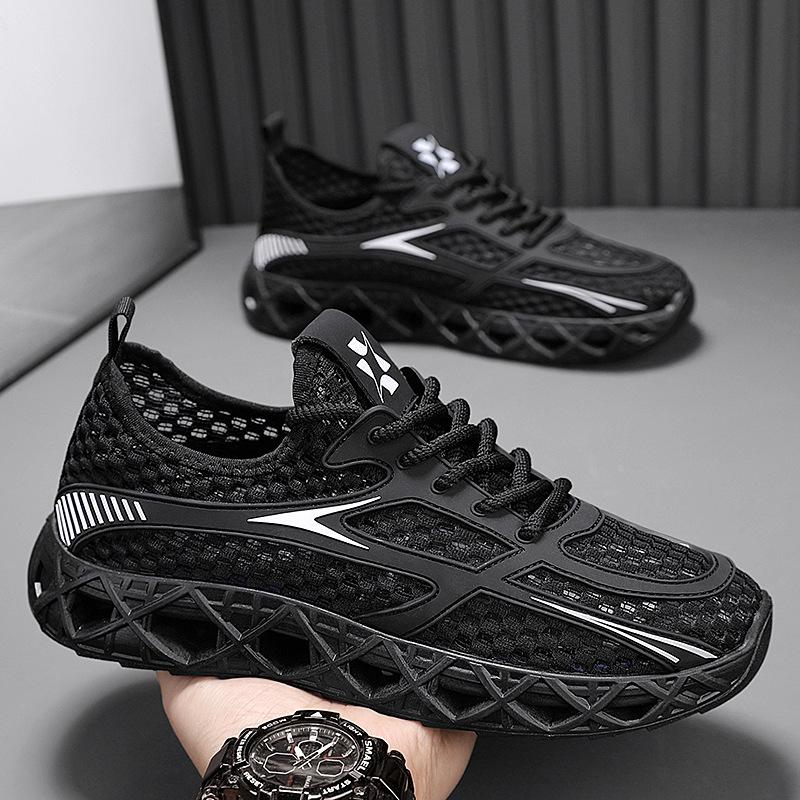 

Мужская спортивная обувь модная повседневная универсальная удобная дышащая на шнуровке толстая подошва тренд четырех сезонов сетчатая обувь 44