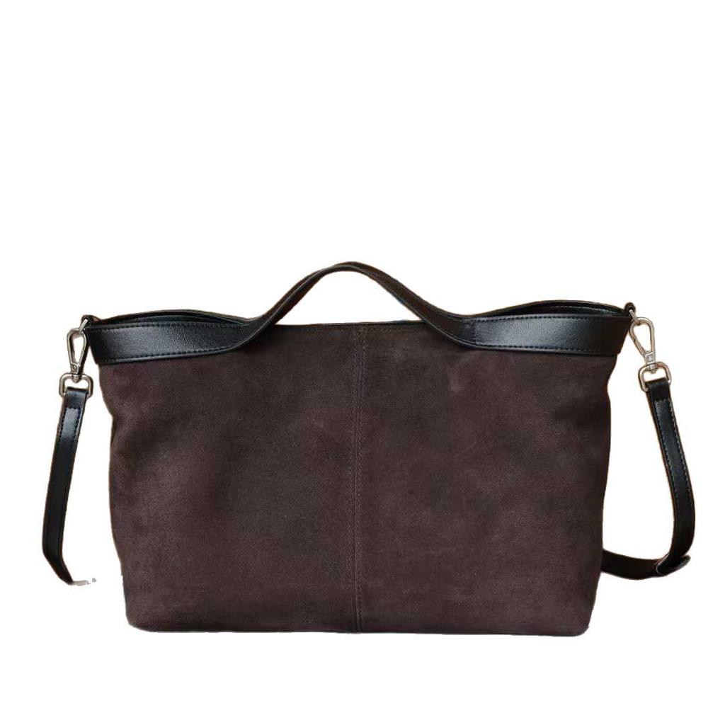 Bolsa Tote de Couro Bovino Fosco Camurçado 2025: Bolsa Transversal Feminina de Grande Capacidade para Outono/Inverno