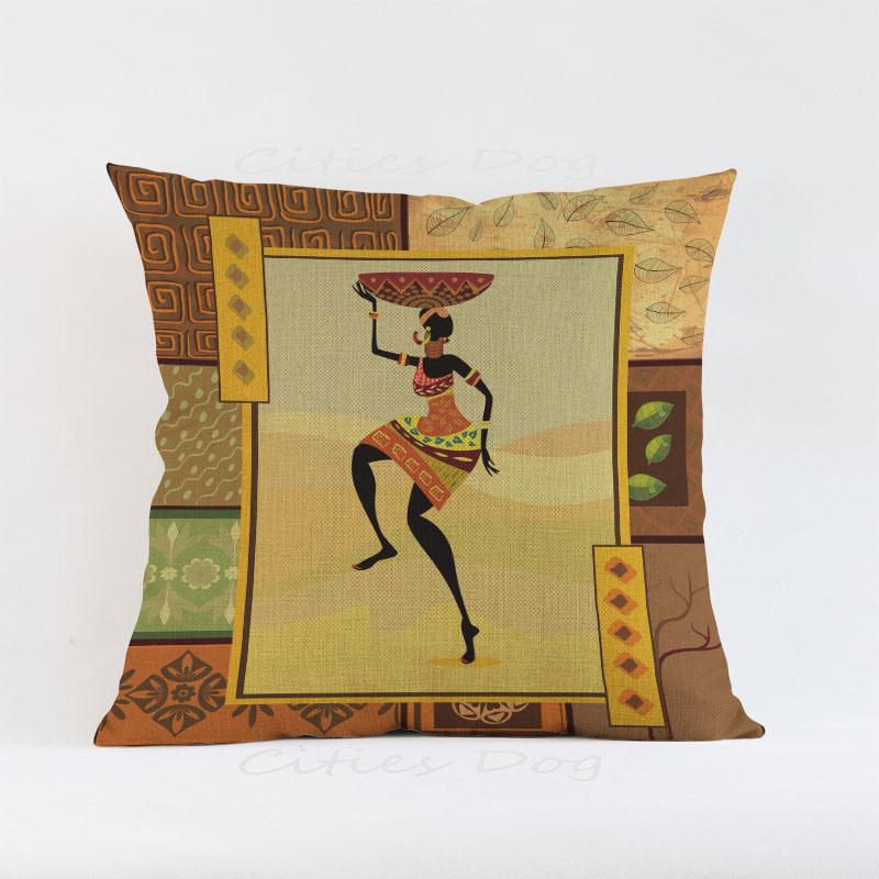 African Woman Painting Cushion Cover for Safe Pillow Case 45x45 Home Decorative Throw Pillow Cover Car Pillow Chair BZ175