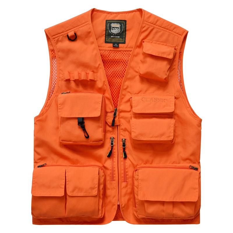 Menns utendørs fiskevest med flere lommer, fotografivest i militær stil