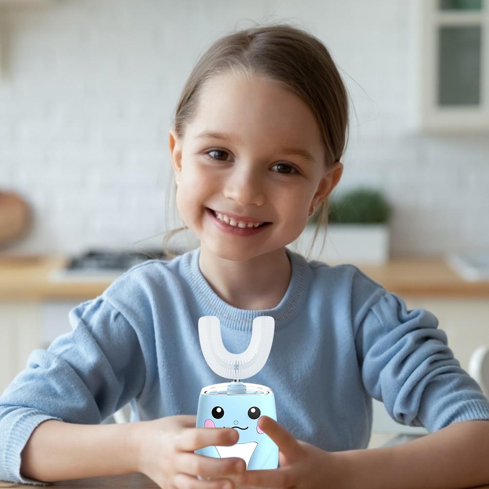 Kids Toothbrush Electric U Shaped Ultrasonic Toothbrush with Cartoon Modeling Design for Kids Xmas Birthday Gift