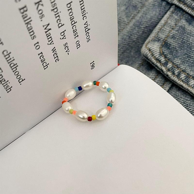 

Современное корейское кольцо с жемчугом Ddp для женщин со стильной регулируемой резинкой