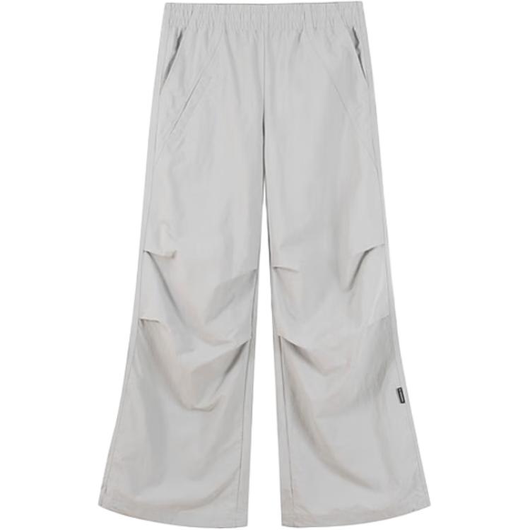 Li Ning CF Outdoor Series Casual Simple Solid Color Lace-Up Wide-Leg Knitted Sports Pants Women Pants White AYKV204-3