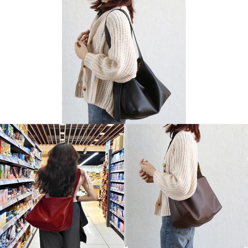 Pu Tote Bag For Women With Inner Zipper Pockets And Spacious Waterdrop Shape For Daily Use