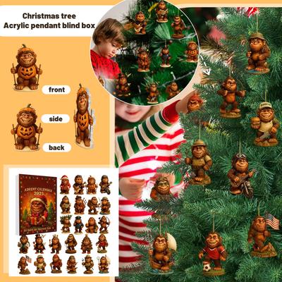Christmas Advent Calendar Ornament, 24-Day Christmas Advent Calendar, Christmas Tree Decoration, 2D Flat Acrylic Pendant