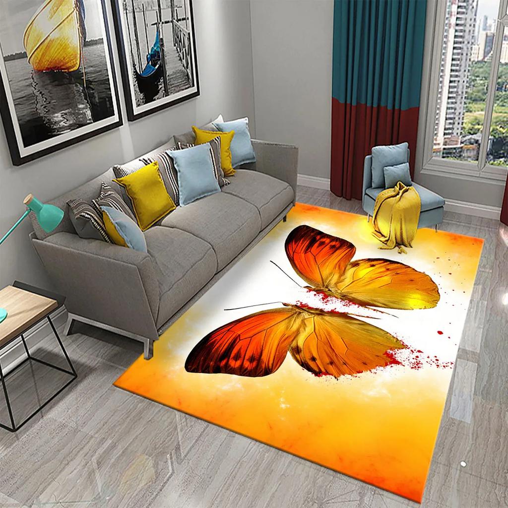 3D Colorful Oil Painting Butterfly Carpet Entrance Door Carpet Bedroom Decor Living Room Floor Mats Bathroom Non-slip Area Rugs