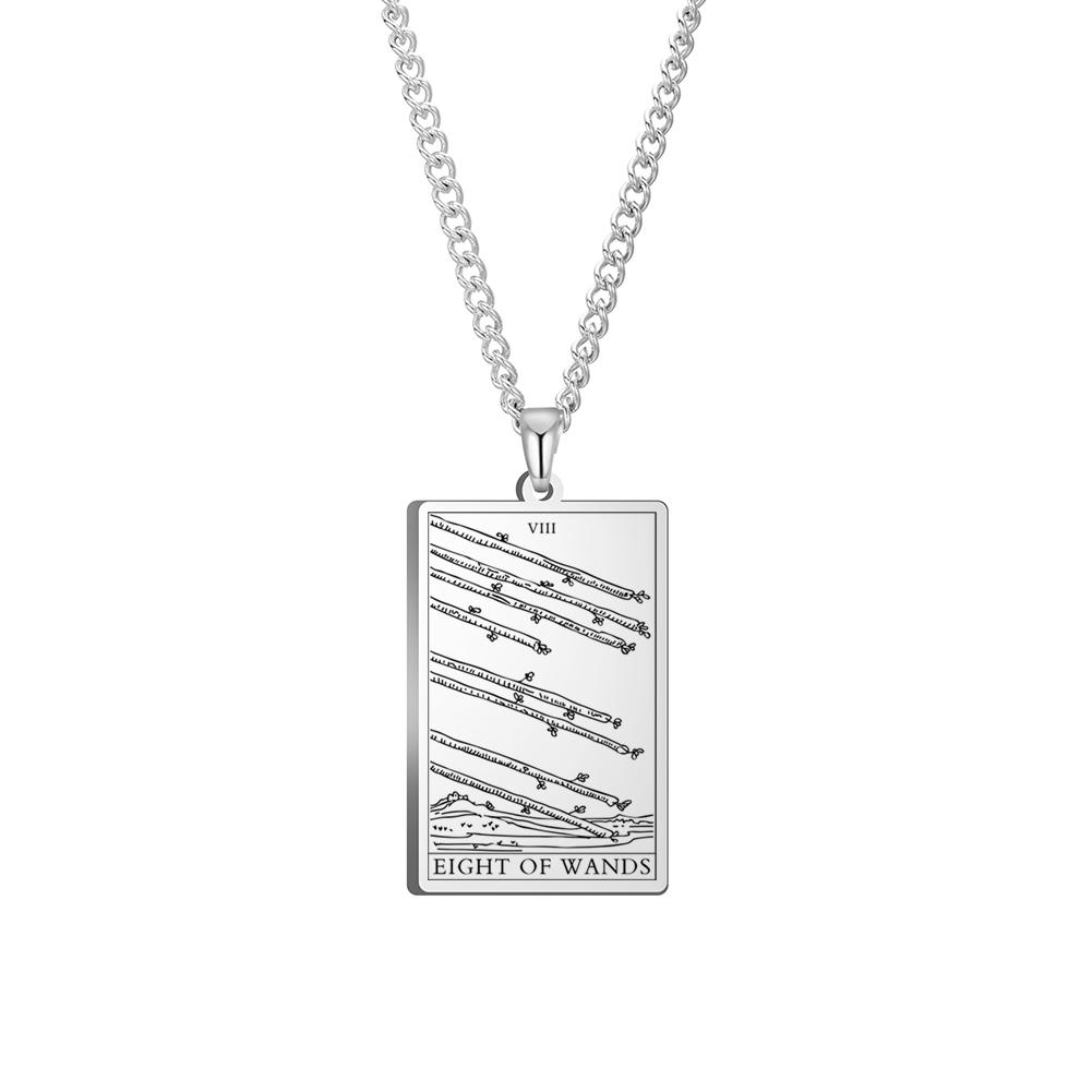 Dawapara Wands Tarot Card Vintage Amulet Pendant Necklace Link Chain Talisman Necklaces Stainless Steel Jewelry Golden Black