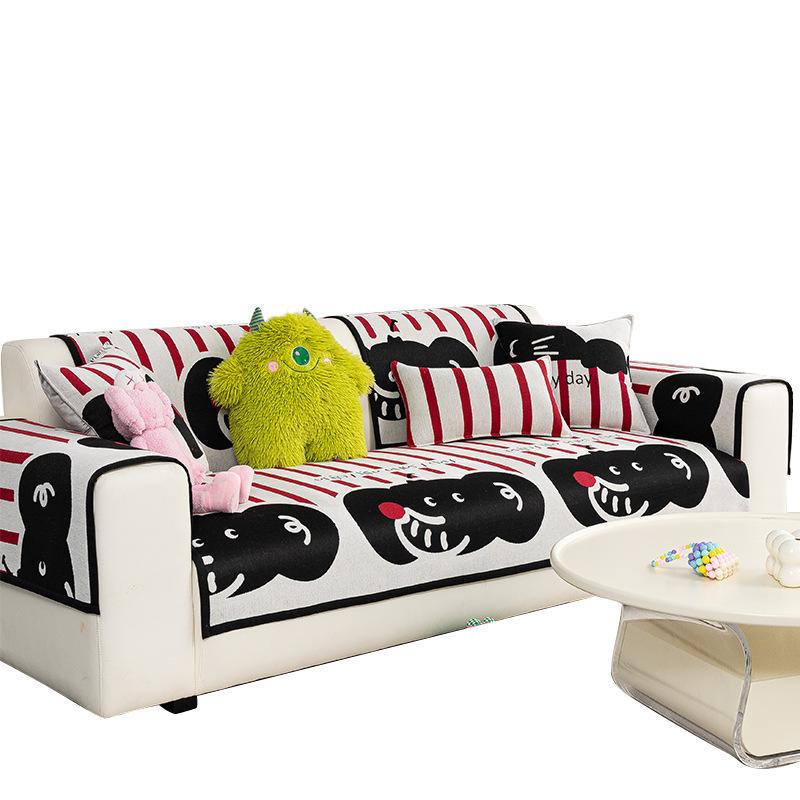 Cartoon Sofa Cushion Universal In All Seasons  New Dopamine One-Piece Cover Cloth Straight Row Leather Sofa Seat Cushion Non-Slip