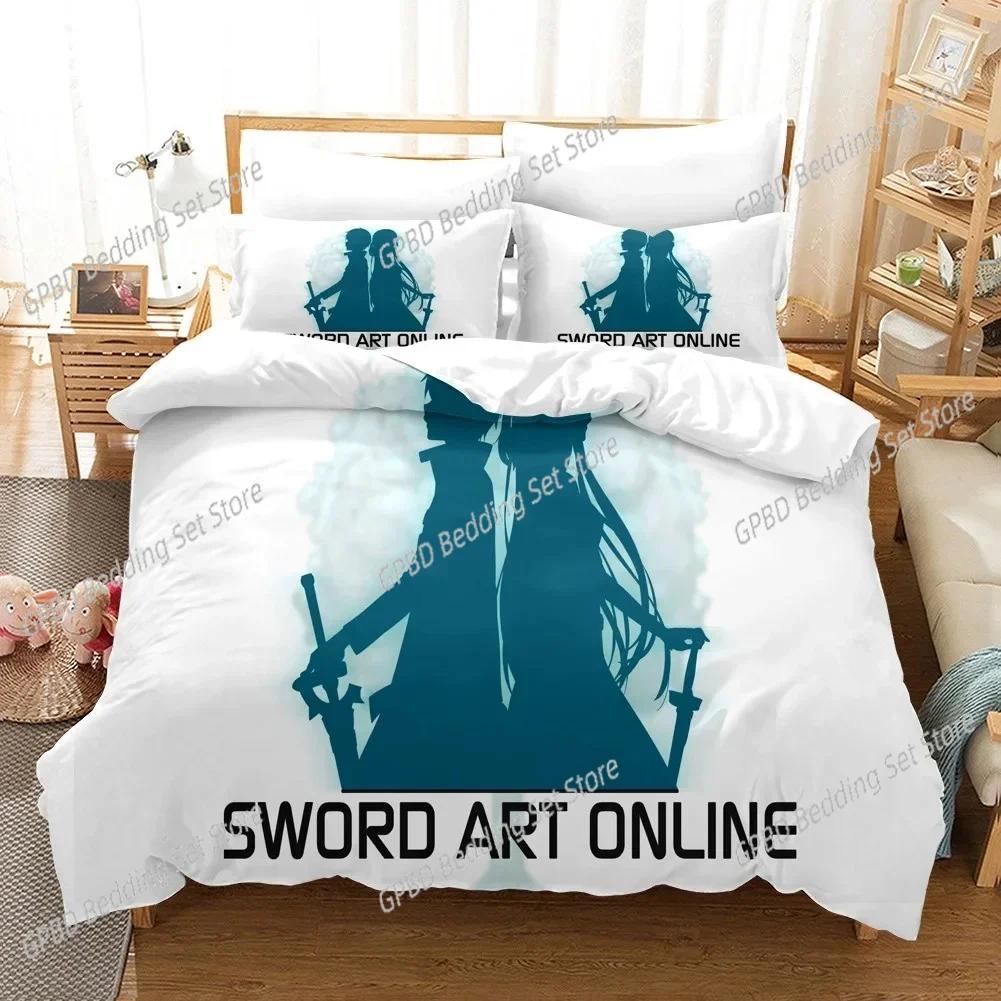 Sword Art Online Pattern 3D NEW Duvet Cover Pillowcase Bedding Set Adult Girl Bedroom Decoration Children Single Double Large