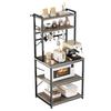 Kitchen Bakers Rack, 600 mm Width Bakers Rack, Kitchen Stand with X-Shaped Support Bar, 12 S-Shaped Hooks, Double-Layer Top Shelf, Coffee Bar Stand