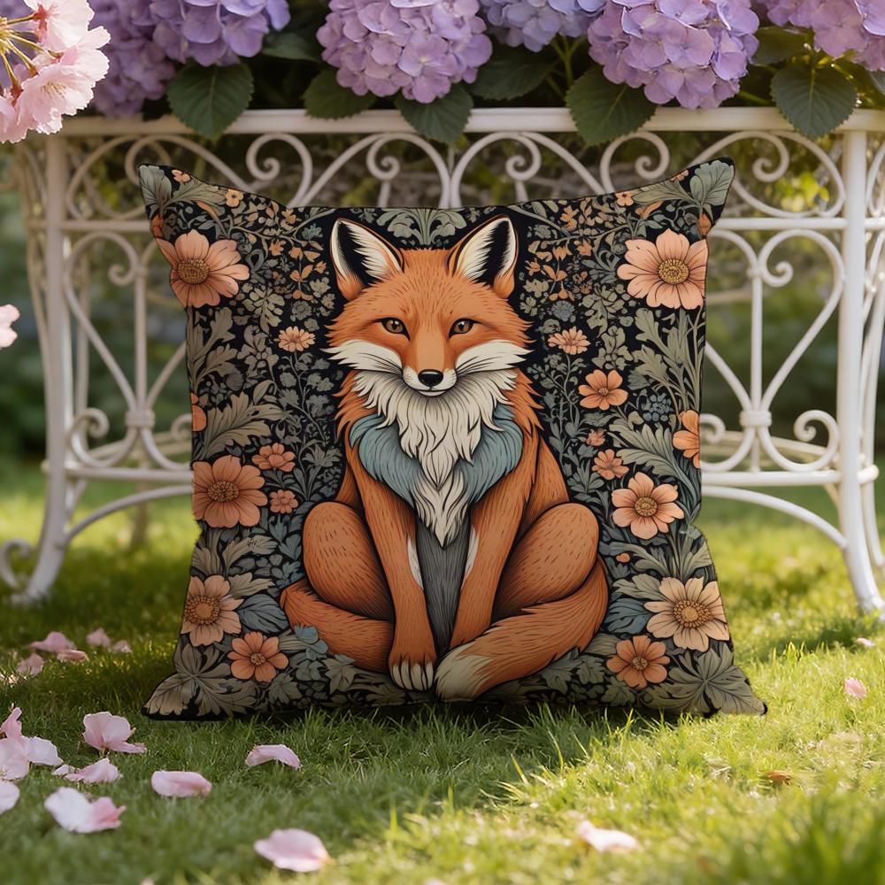 W-William M-Morris Art Fox Cushion Cover Home & Car Dual-Scene Pillow Cover: Reversible for Premium Comfort