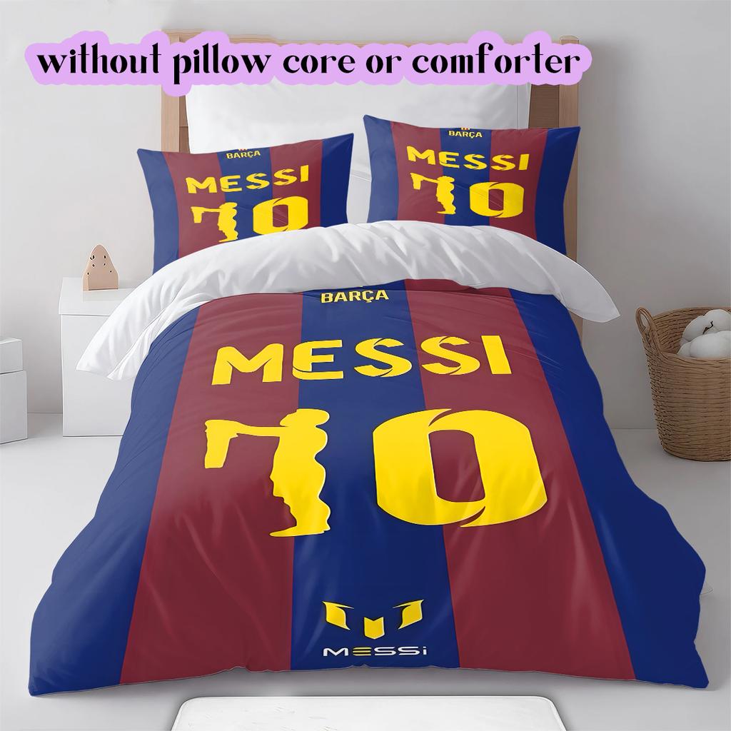 Soccer superstarPattern Bedding Quilt Set Quilt Cover Pillowcase Home Decoration Birthday Gift (1 * Duvet Cover + 2 * Pillowcase, Without Core)
