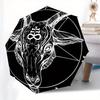 Baphomet Goat Head Pentagram Occult Symbol T-Shirt Umbrella, Cute Umbrella with Cute Design, Portable 3-Fold Compact Umbrella for Men & Women, Valenti