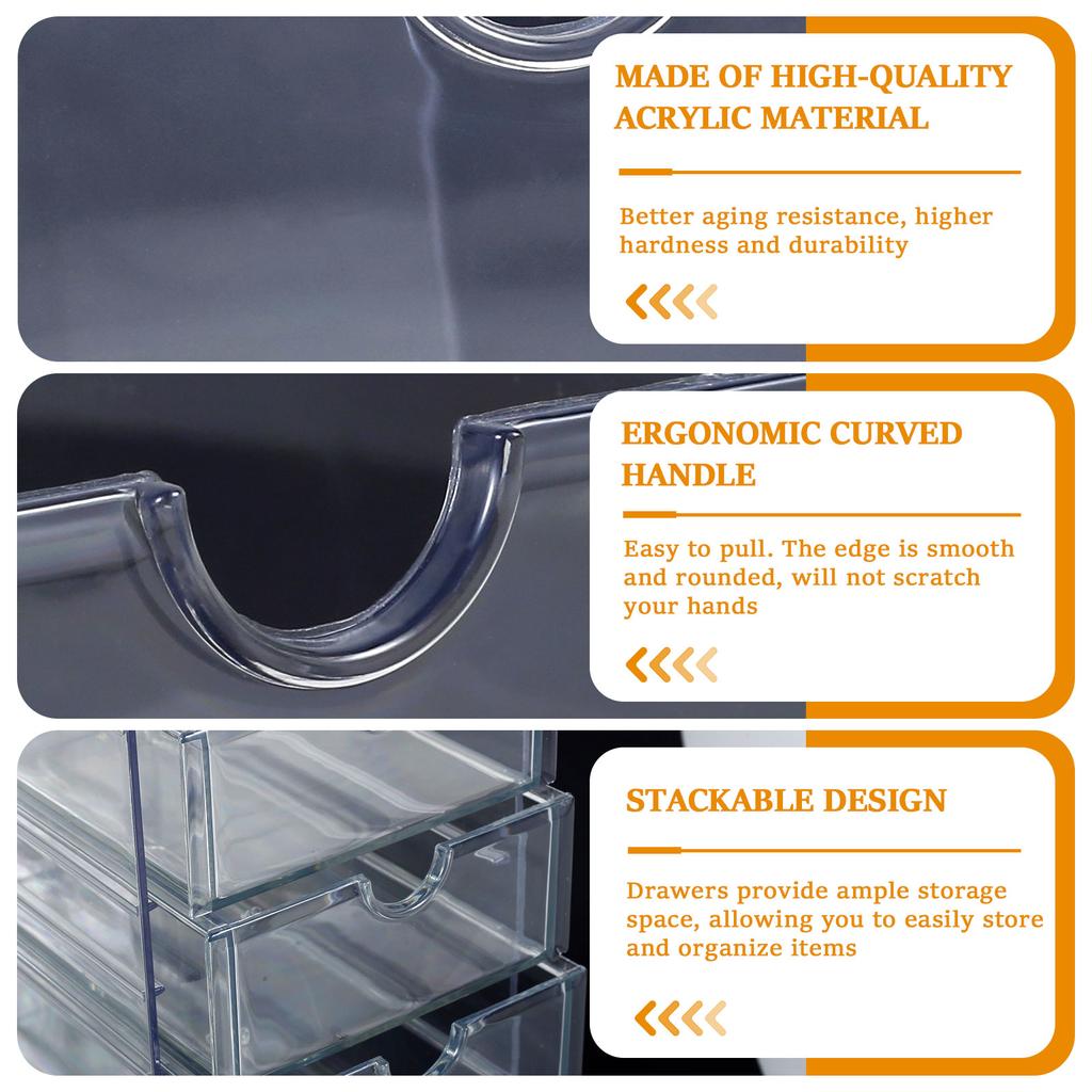 Akrylový zásuvkový úložný box 4/5 vrstev Průhledný stolní organizér Stohovatelný Úložný stojan na kosmetické doplňky Kosmetické stolní psací potřeby