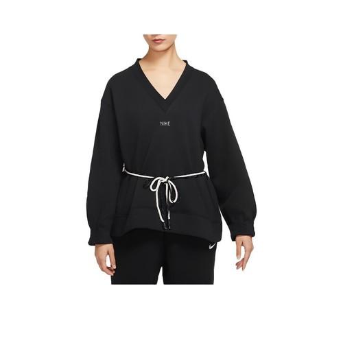 Nike Solid Color V-Neck Casual Loose-Fit American Style Sweatshirt for Women