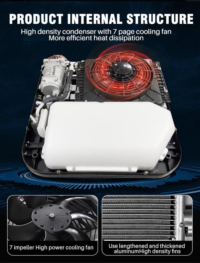 12V/24V Electric Scroll Car Air Conditioner for RVs, Trucks, and Food Trucks