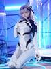 Miccostumes Adult Anime Game Combat Uniform Cosplay Cool and Cute Bodysuit and Leotard Outfit White Women's Costume, Costume, Set, (L)