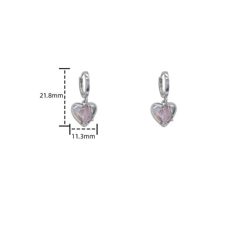 

New Fashion Y2K Pink Peach Heart Drop Pendant Earrings Women Girl Sweet Crystal Dangle Earrings Luxury Banquet Jewelry Gift