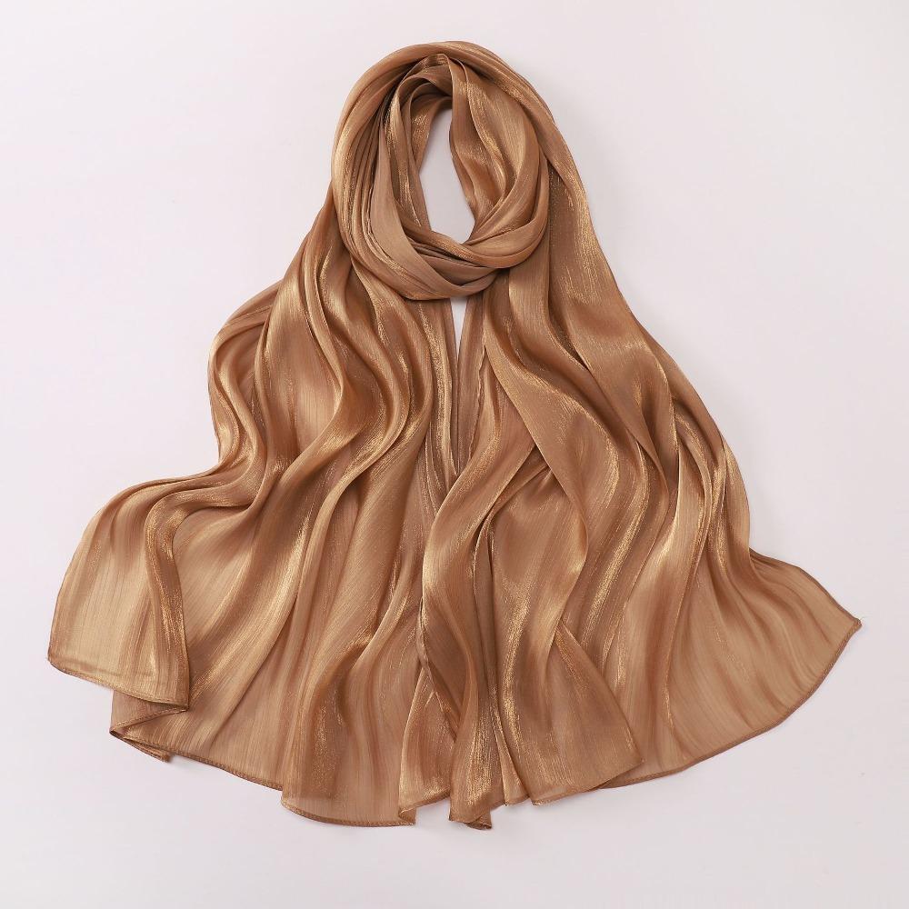 Solid Color Silk Scarf Chiffon Ramadan Long Scarf Fashion Sunscreen Headscarf  Outdoor